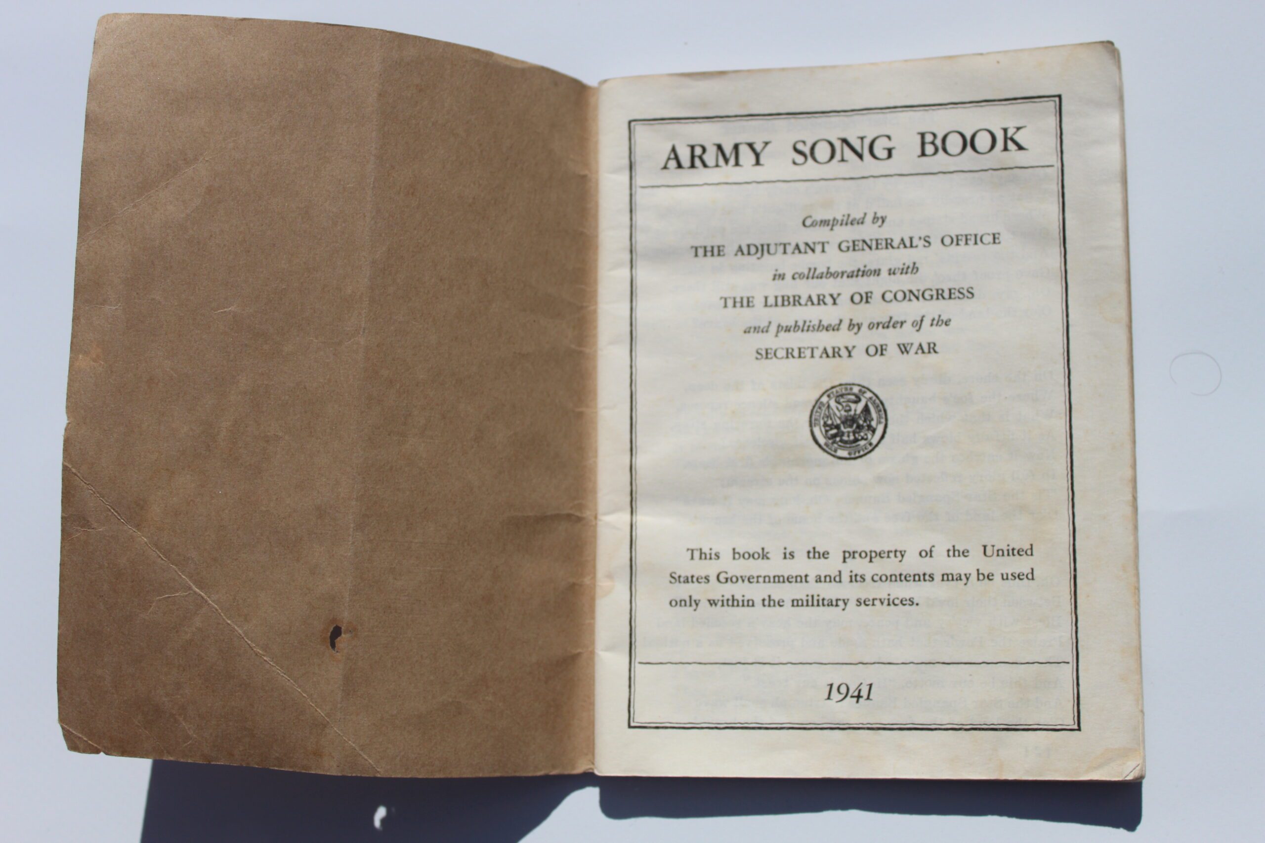 Livret de chant Army Song Book 1941 - Militaria du bocage